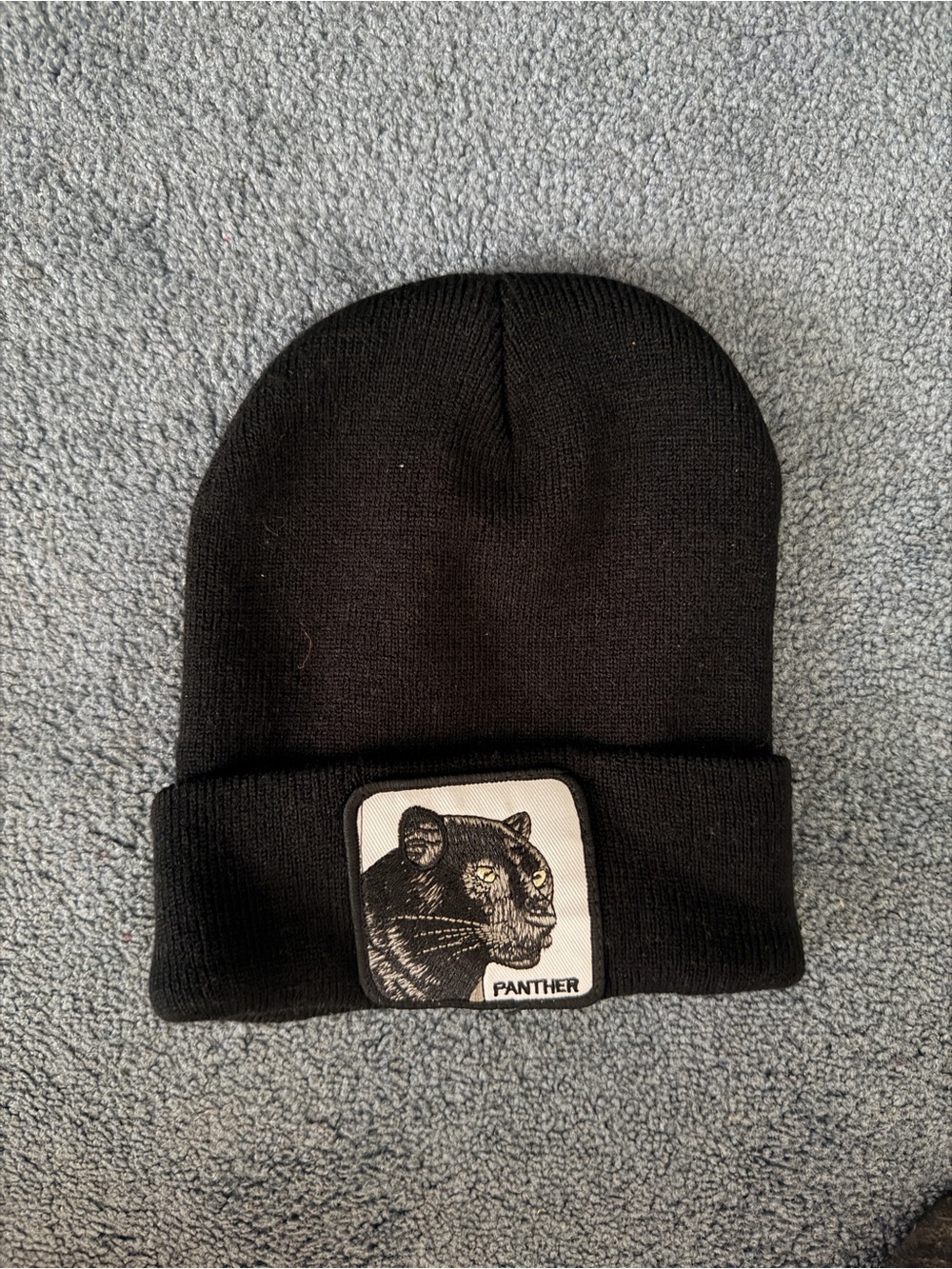 Panther Patch Black Kids Beanie